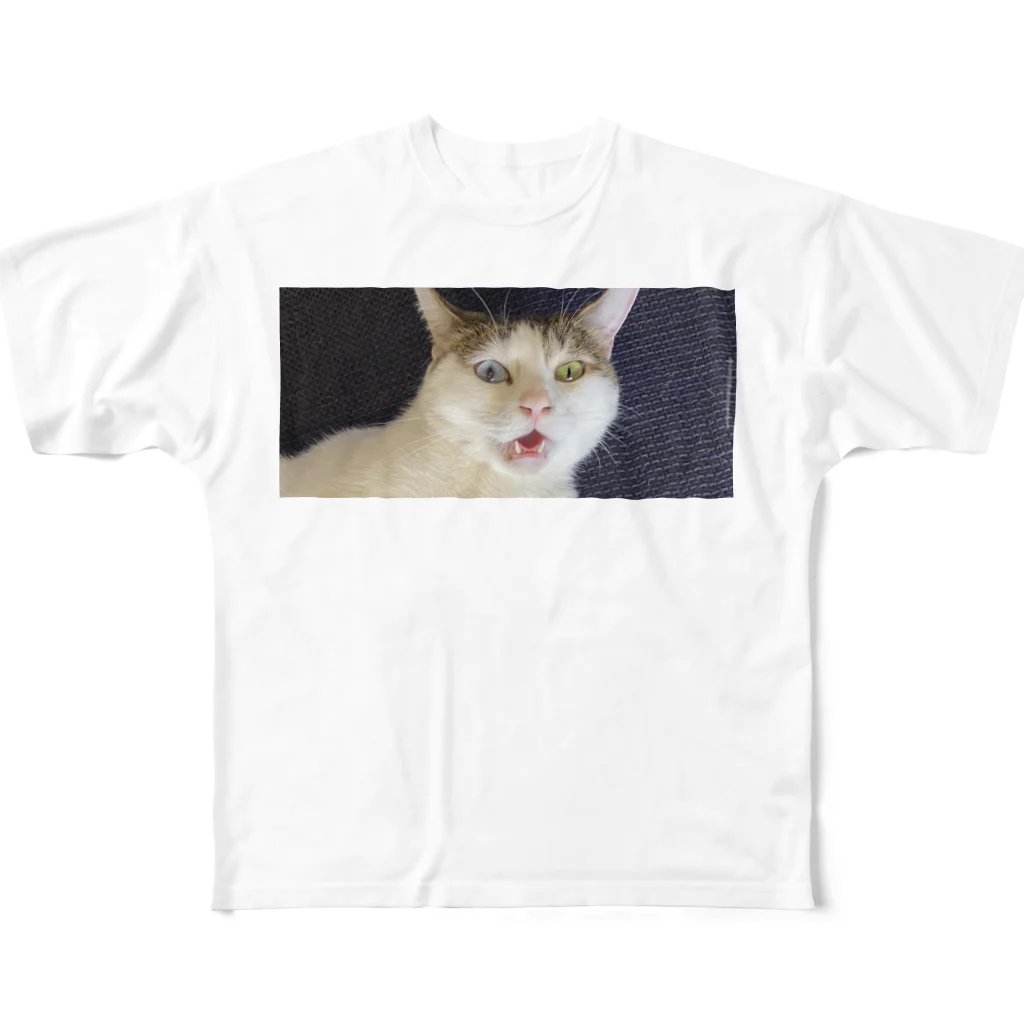 白猫オッドアイショップの白猫オッドアイ フルグラフィックTシャツ