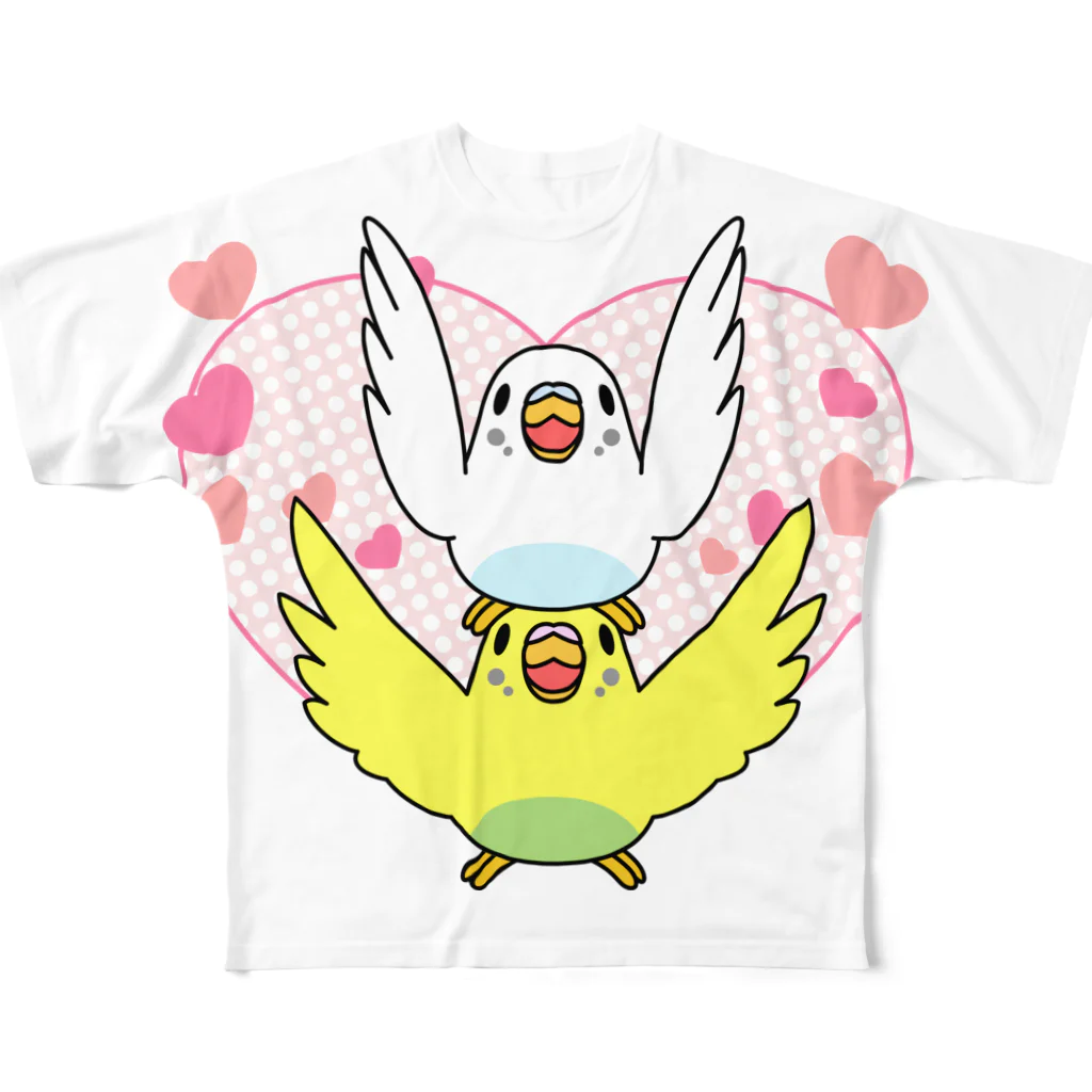 まめるりはことりのラブリーセキセイインコ【まめるりはことり】 All-Over Print T-Shirt