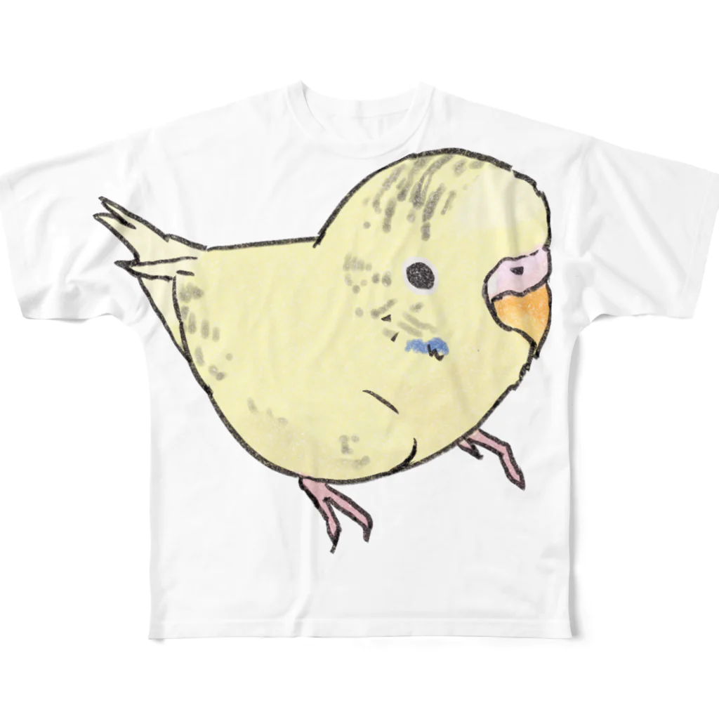 まめるりはことりの可愛いセキセイインコ　おすましちゃん【まめるりはことり】 All-Over Print T-Shirt