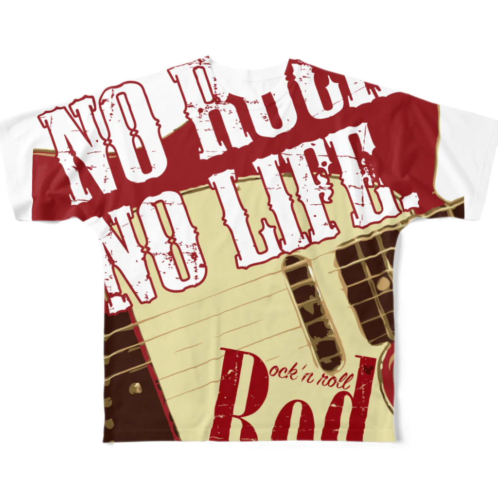 まちゅ屋のNo Rock. No Life. Red フルグラフィックTシャツ