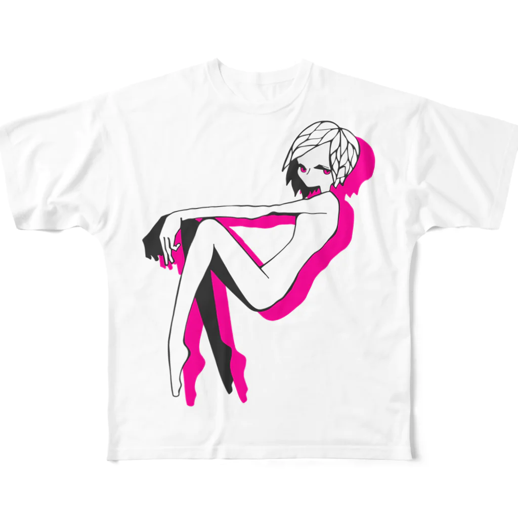 あしなが雑貨店のピンク色ガール All-Over Print T-Shirt