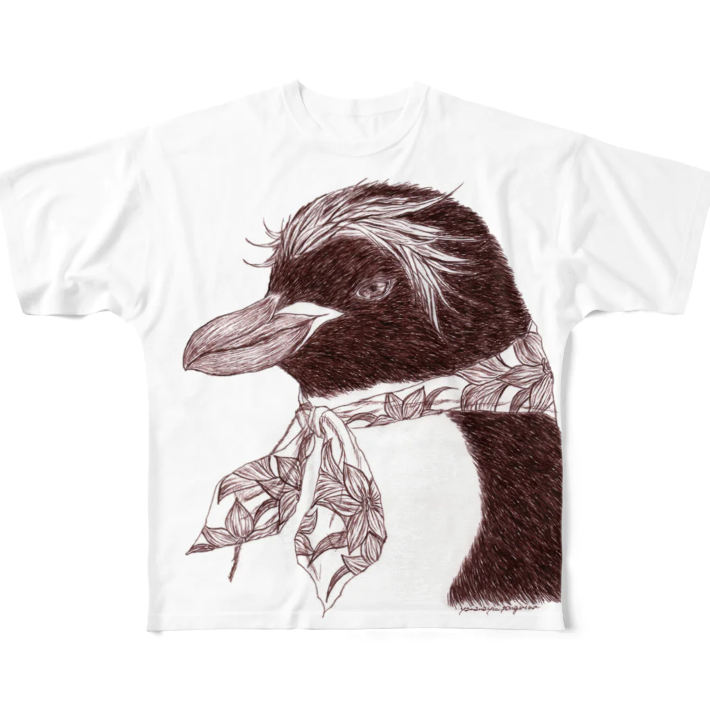 ヤママユ(ヤママユ・ペンギイナ)の伊達なマカロニペンギン All-Over Print T-Shirt