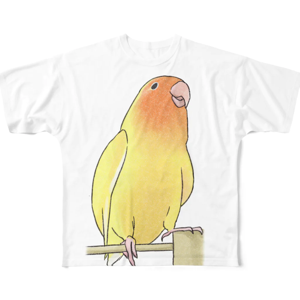 まめるりはことりの得意げ可愛い　コザクラインコちゃん【まめるりはことり】 フルグラフィックTシャツ