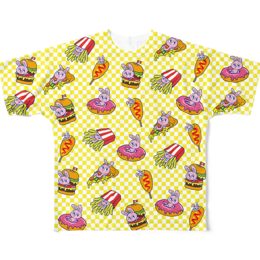 YUMEのうさぎ柄（黄色） All-Over Print T-Shirt