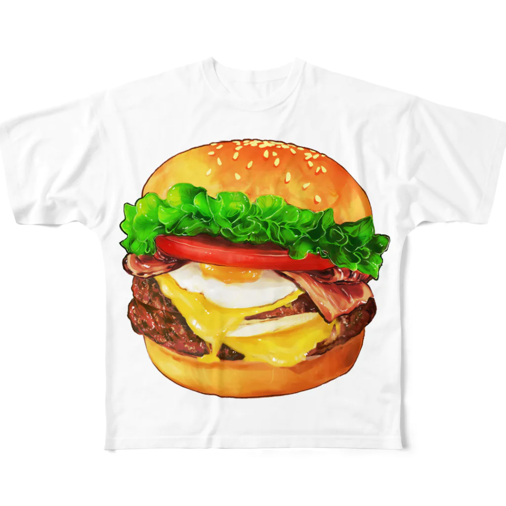 food・raboのビッグハンバーガー フルグラフィックTシャツ