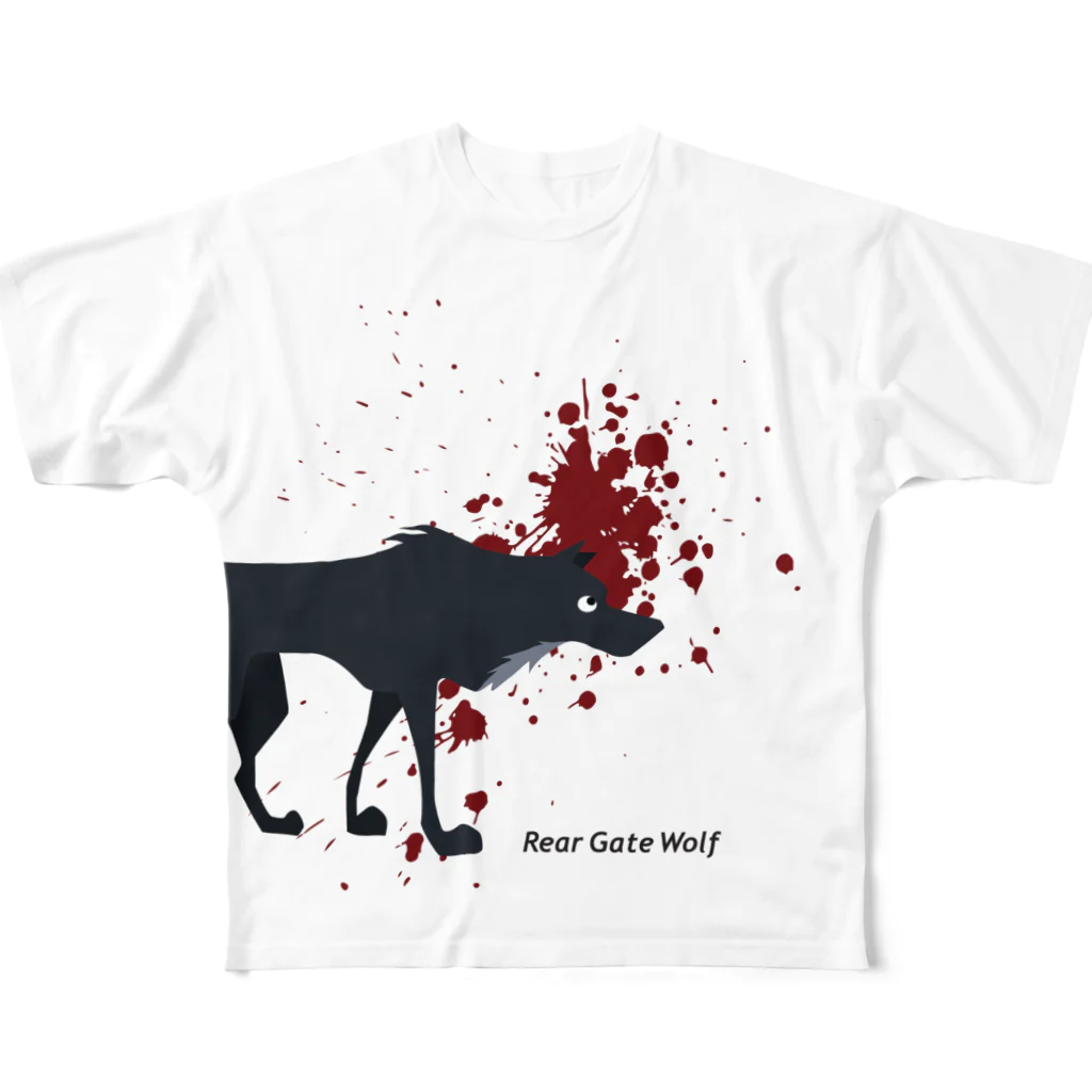 NKPの後門の狼（血飛沫ver） フルグラフィックTシャツ