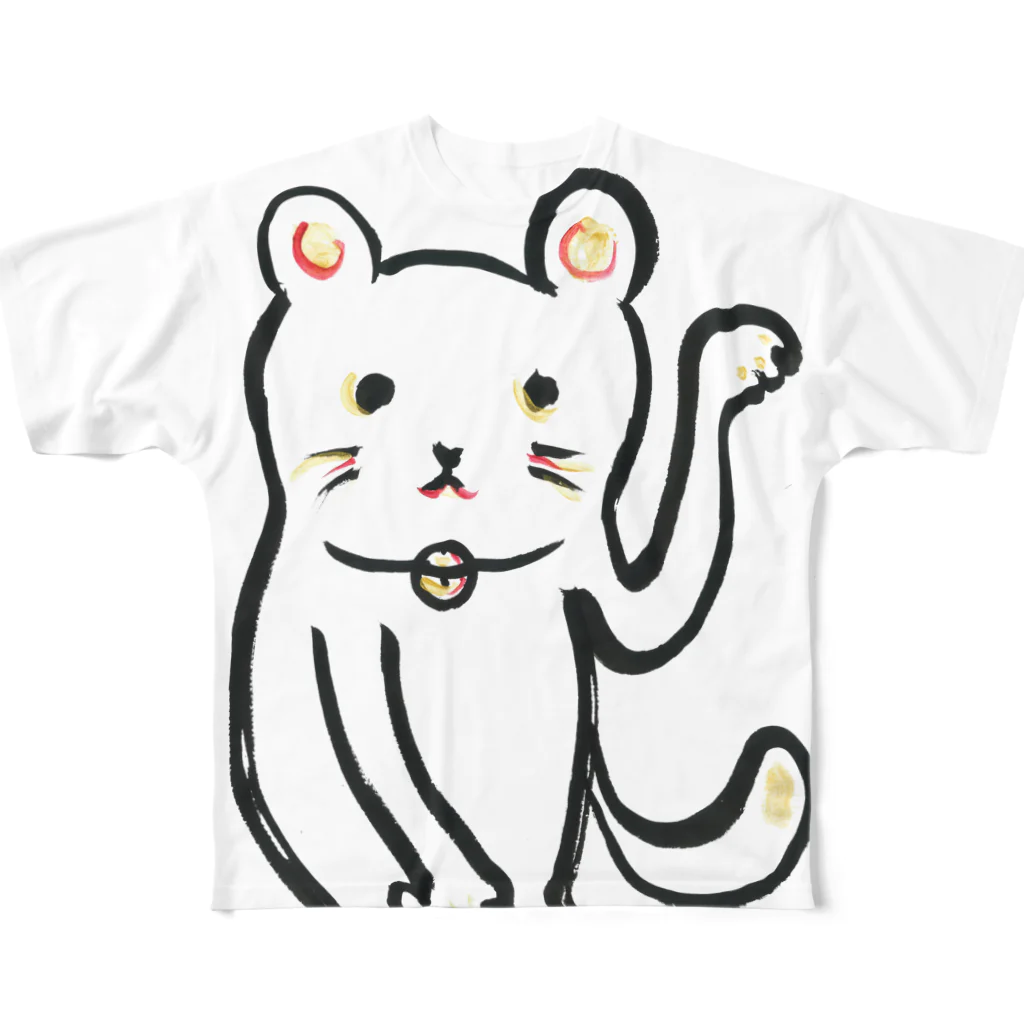 ミアコムアートショップのまねきねこ All-Over Print T-Shirt