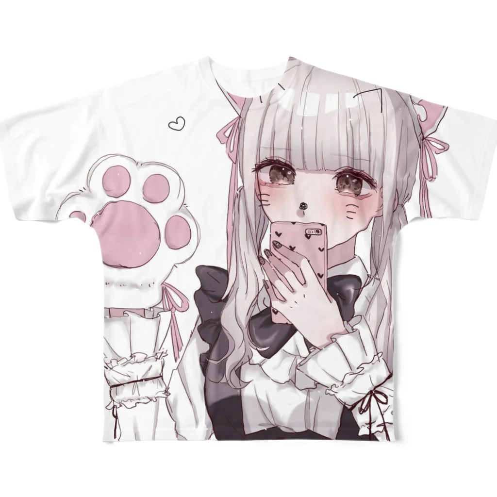 🥂の金髪猫耳メイドちゃん All-Over Print T-Shirt