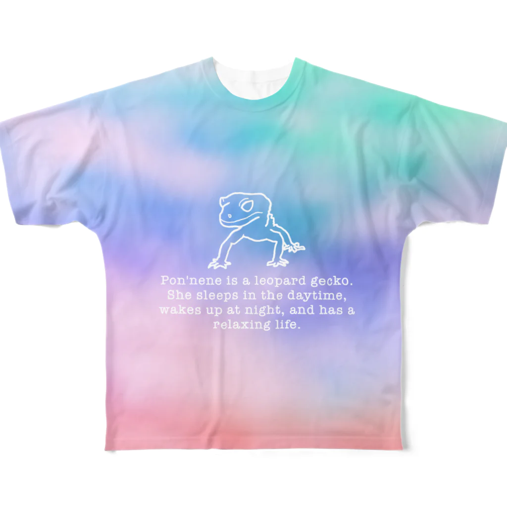 hobotenのポンネネ × 虹 フルグラフィックTシャツ