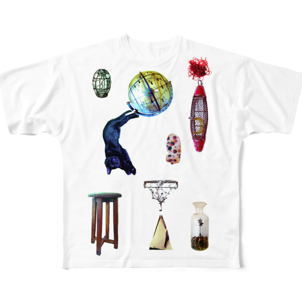 NAZONAZO-Storeの夢みるクロネコ フルグラフィックTシャツ