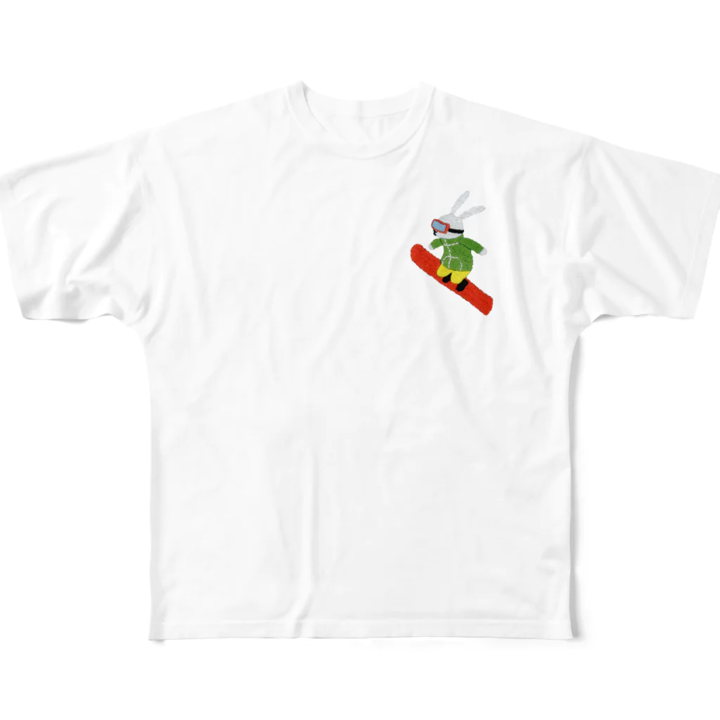 tomocco shopのスノボうさぎ フルグラフィックTシャツ
