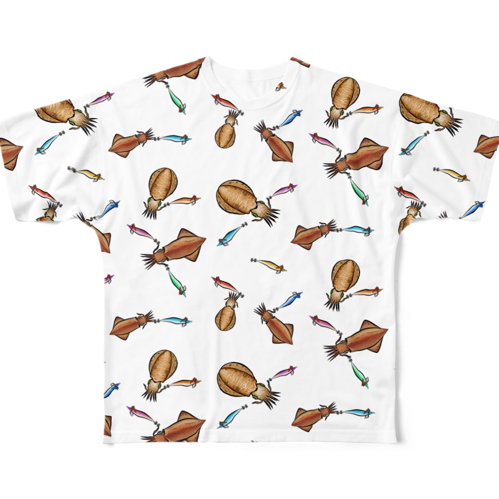 猫と釣り人のIKA_2C_FB All-Over Print T-Shirt