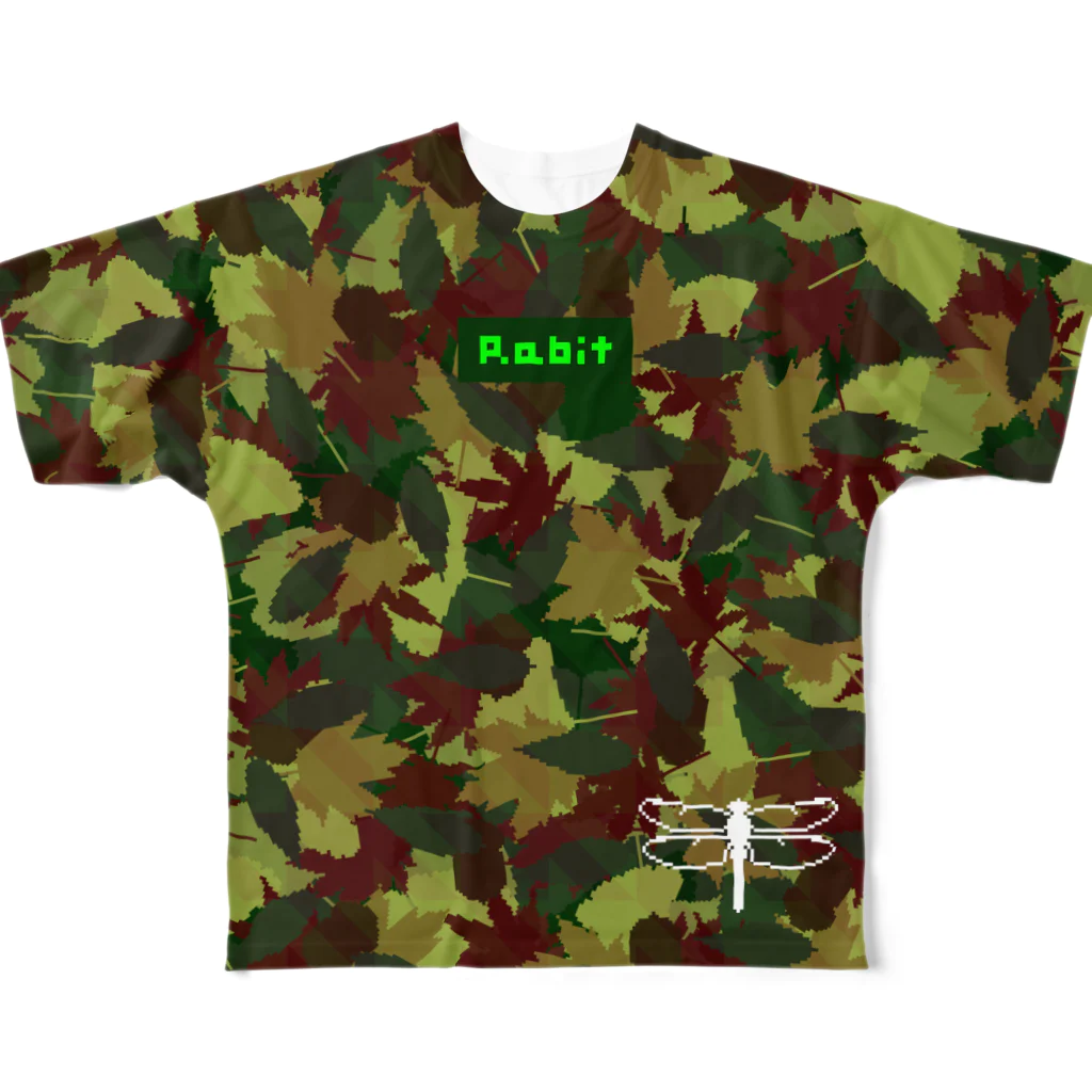 Rabit-shopの[ロゴ]カモ柄Ｔ[男女兼用] All-Over Print T-Shirt