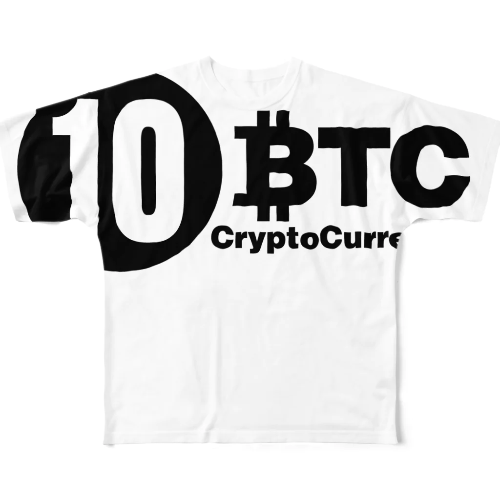 10BTCの10BTC(Black-Logo) フルグラフィックTシャツ