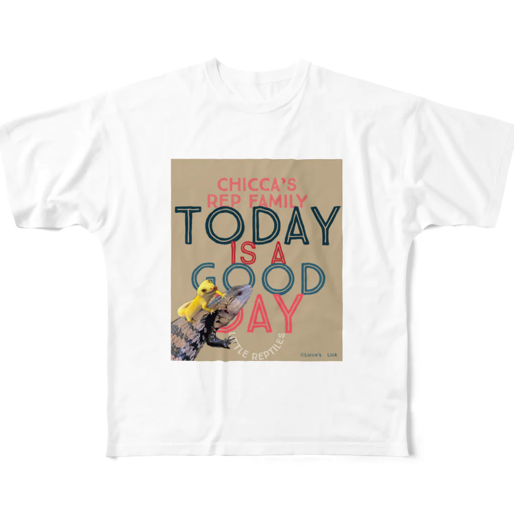 Licca's LickのToday is a good day カカオ&シトラス フルグラフィックTシャツ