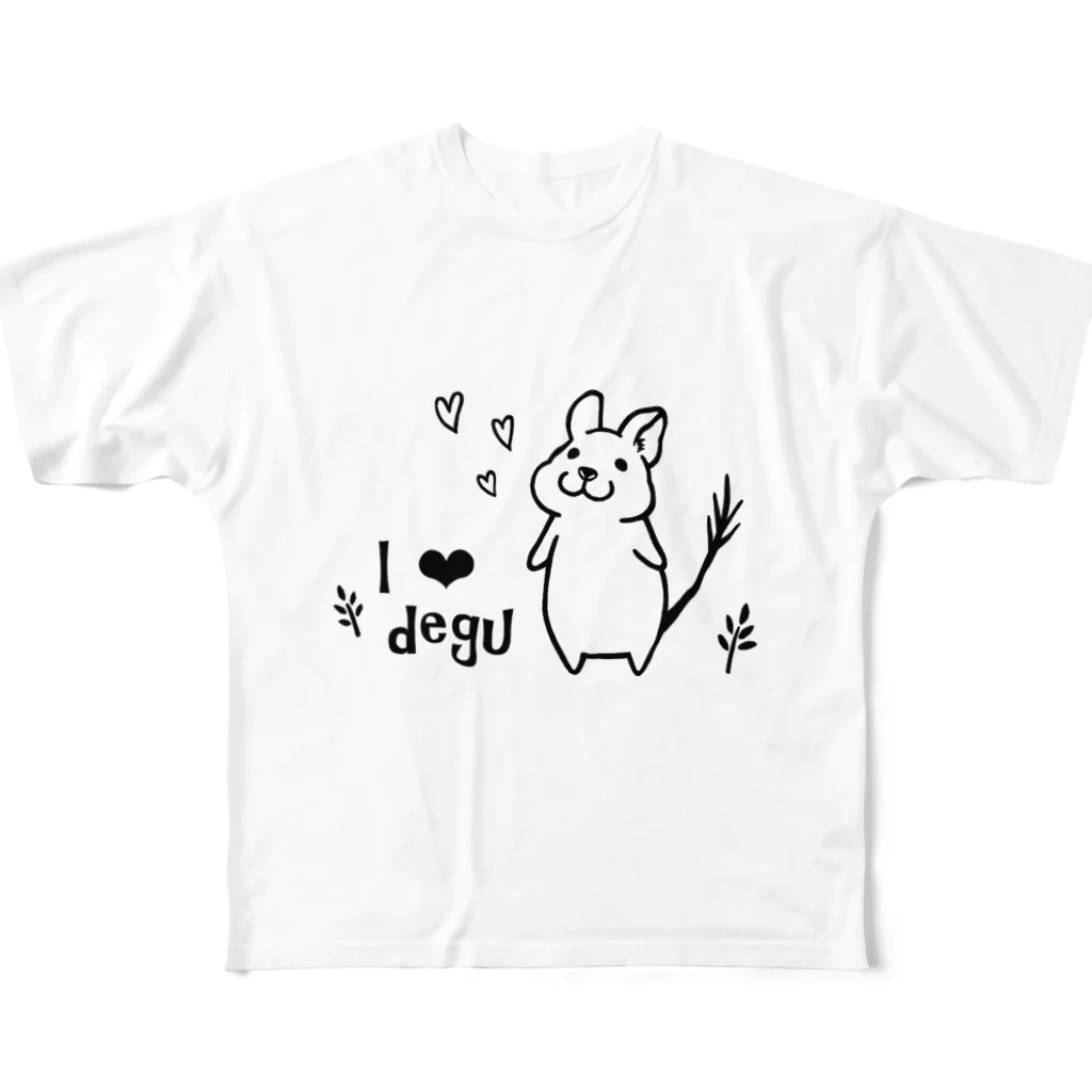 ぼたもちFactoryのI LOVE DEGU フルグラフィックTシャツ