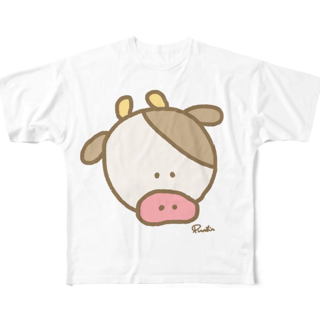 👓ぷんちん📷@LINEスタンプや絵文字販売中🐷のシンプルモーモーちゃん フルグラフィックTシャツ