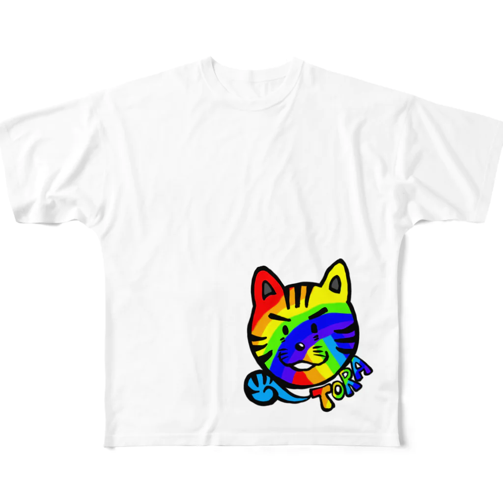 TOMMY★☆ZAWA　ILLUSTRATIONのTORAくん(Rainbow) フルグラフィックTシャツ