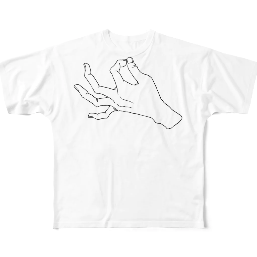 hand and yellowのZIP_白爪 フルグラフィックTシャツ