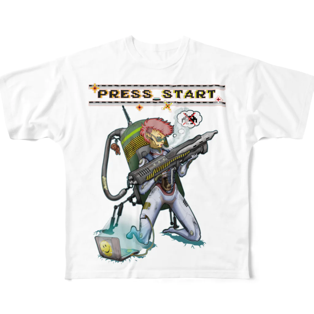 nidan-illustrationの“PRESS START” 2-#1 フルグラフィックTシャツ