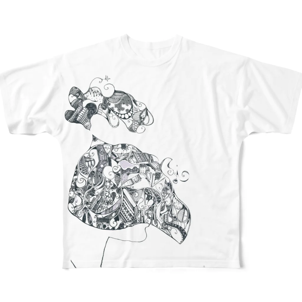 牧 やひろの仮面舞踏会 All-Over Print T-Shirt