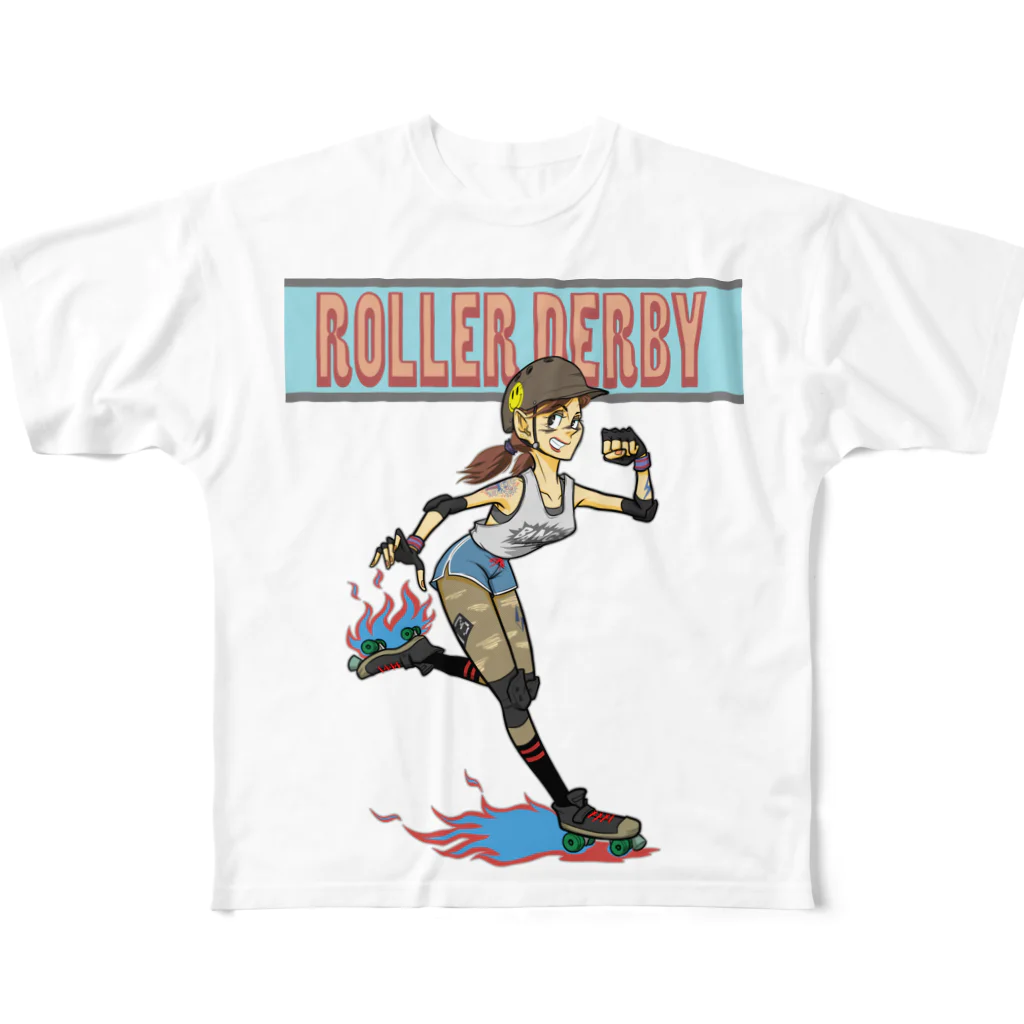 nidan-illustrationの"ROLLER DERBY" フルグラフィックTシャツ