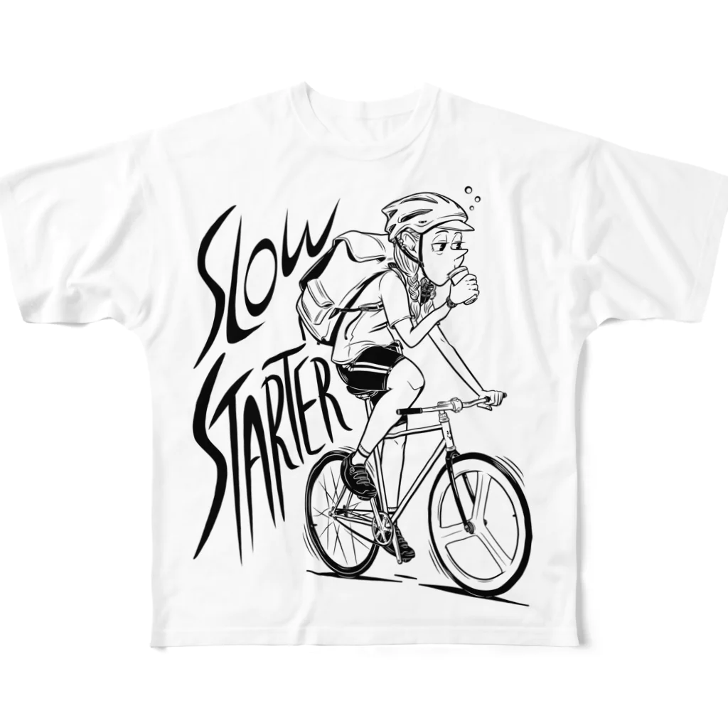 nidan-illustrationの"SLOW STARTER" フルグラフィックTシャツ