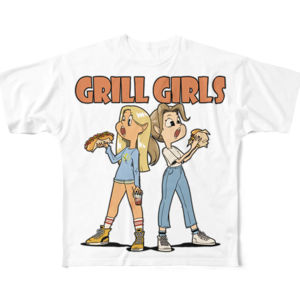 nidan-illustrationの"grill girls" All-Over Print T-Shirt