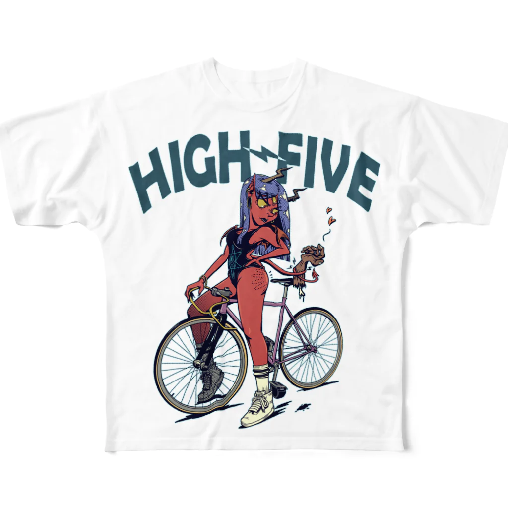 nidan-illustrationの"HIGH FIVE" フルグラフィックTシャツ