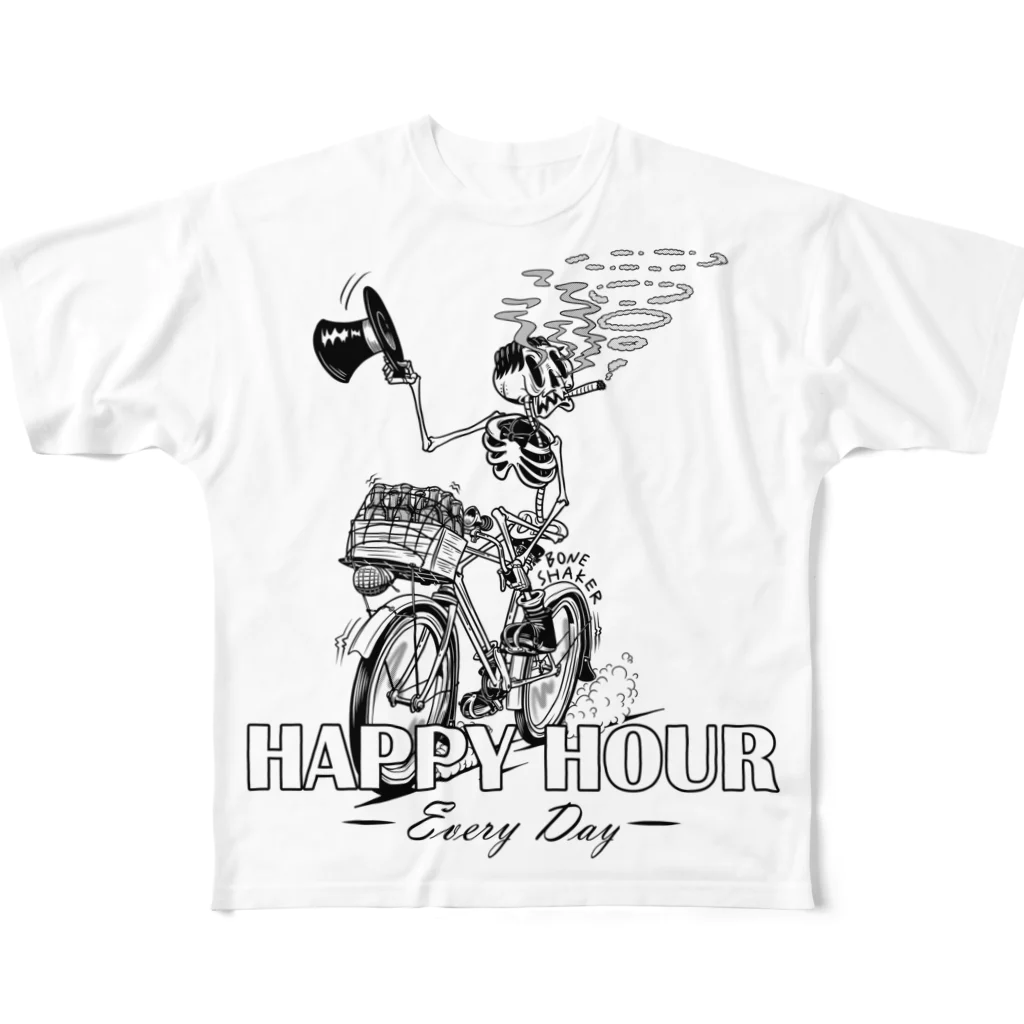 nidan-illustrationの"HAPPY HOUR"(B&W) #1 フルグラフィックTシャツ