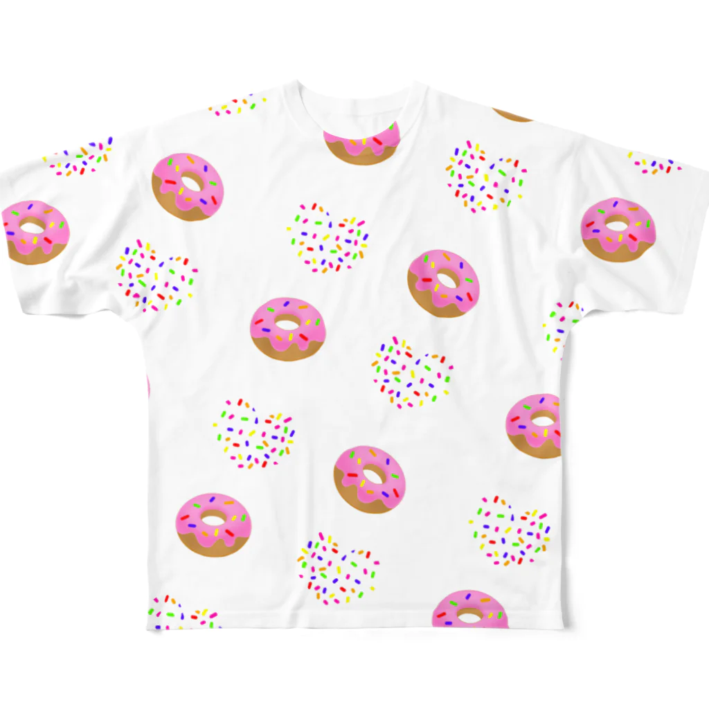 らむね👻のドーナツとハート All-Over Print T-Shirt