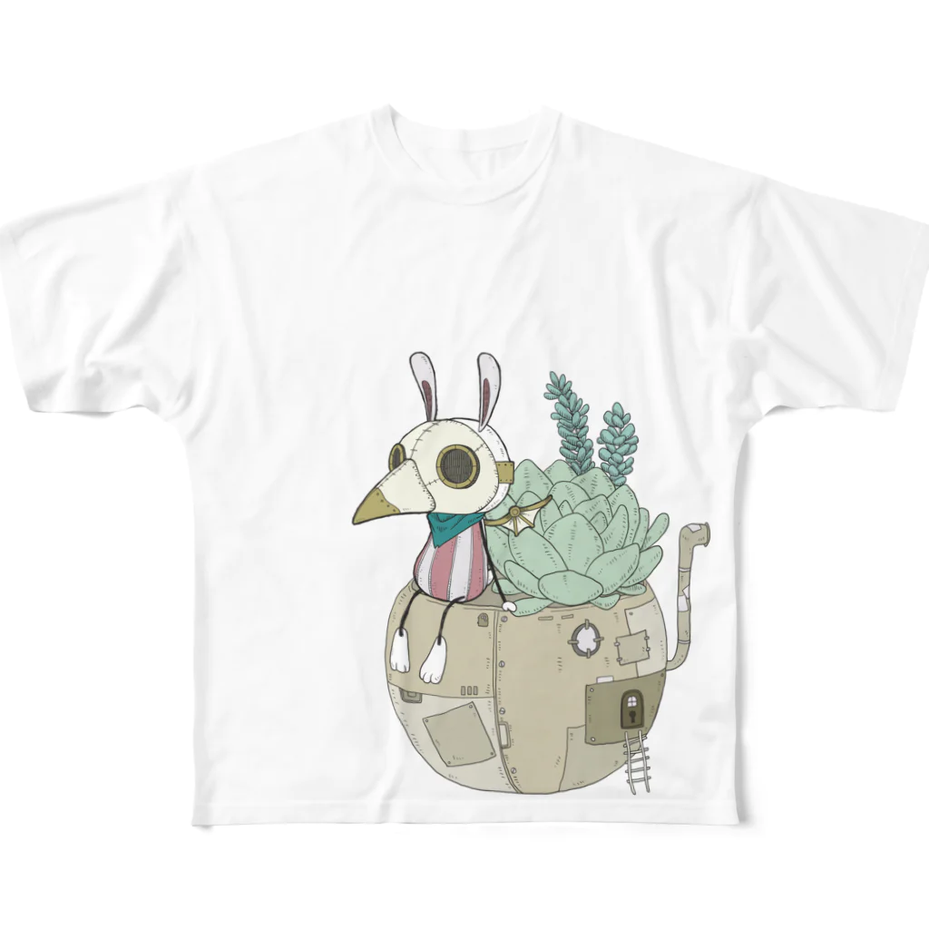 shikA/サビヲシカのスチパンうさぎ(多肉植物) All-Over Print T-Shirt