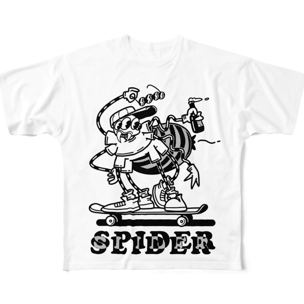 nidan-illustrationの"SPIDER SLIDER" フルグラフィックTシャツ