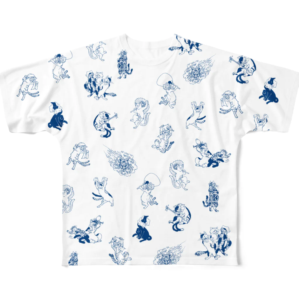 でんや　SUZURI店のねこまたT（A） All-Over Print T-Shirt