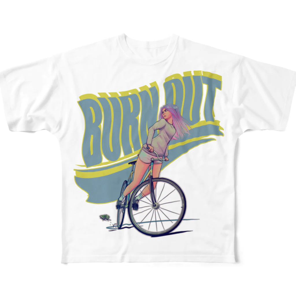 nidan-illustrationの"BURN OUT" フルグラフィックTシャツ