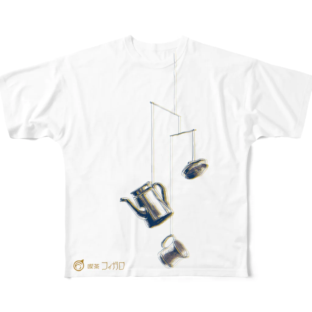 喫茶フィガロのグッズ販売のポットのモビール All-Over Print T-Shirt