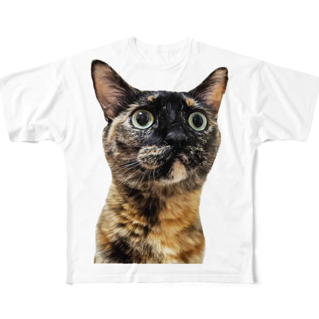 ねこほうチャンネル公式グッズのデッカイびっくりモモっち半袖 All-Over Print T-Shirt