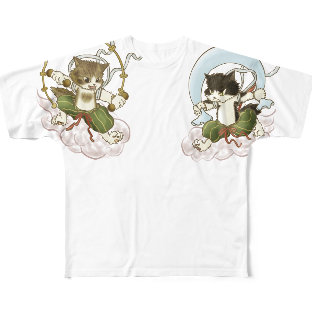 風猫雷猫図屏風 ねこや久鶻堂 Qkotsudo のフルグラフィックtシャツ通販 Suzuri スズリ