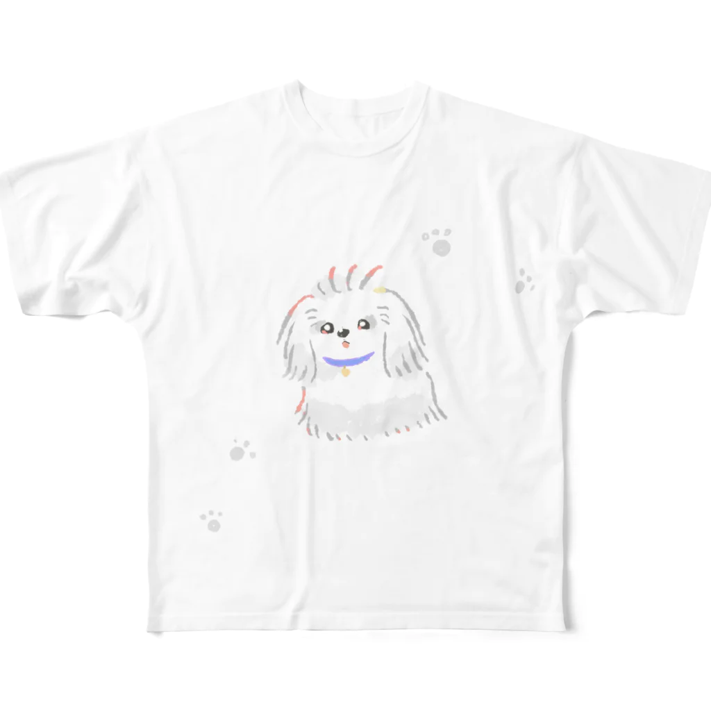 くれよんどうぶつのくれよんマルチーズ All-Over Print T-Shirt