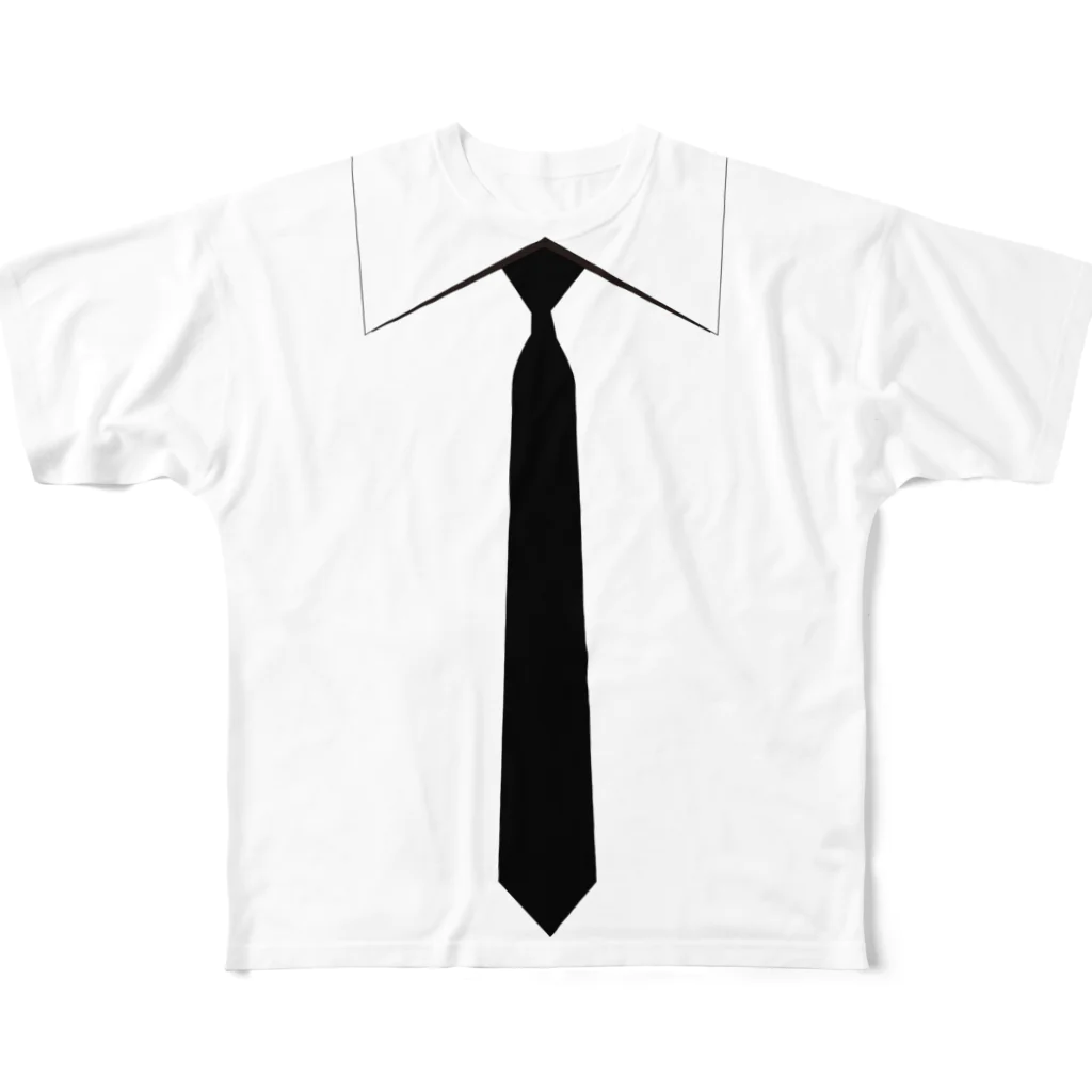 metao dzn【メタヲデザイン】のフォーマル（黒ネクタイ） フルグラフィックTシャツ