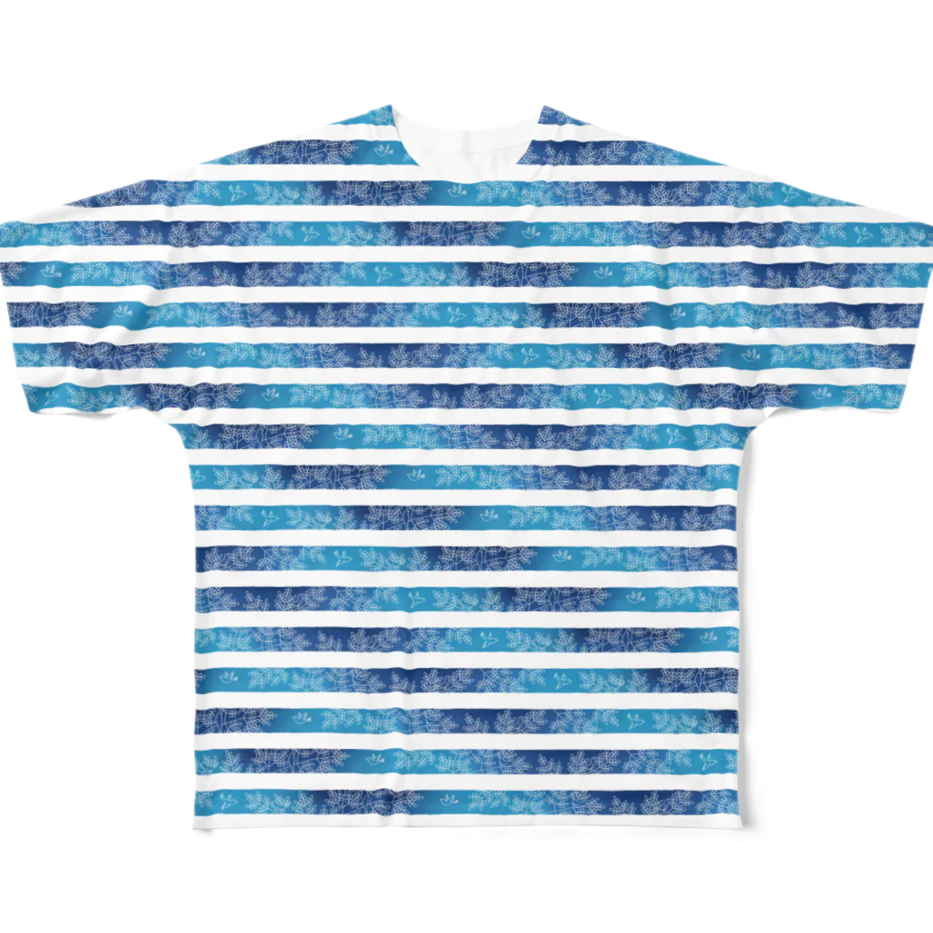 Caoli design shopの縞々の森 フルグラフィックTシャツ