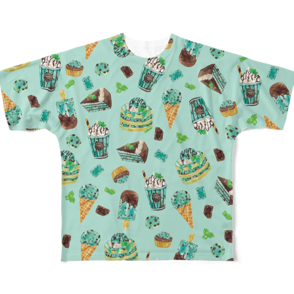 さとろくのチョコミン党T フルグラフィックTシャツ