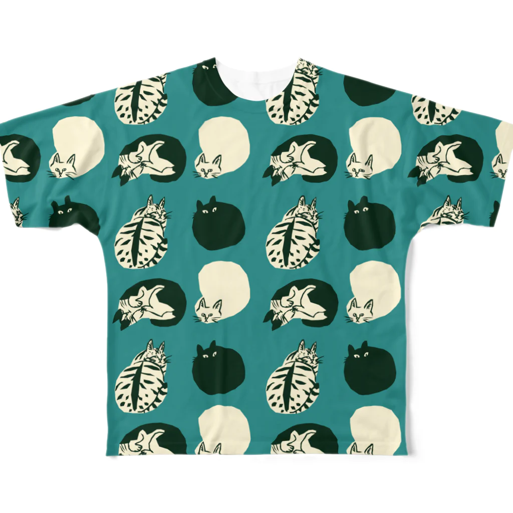 喫茶こぐまやのまるまるごろごろ青 All-Over Print T-Shirt