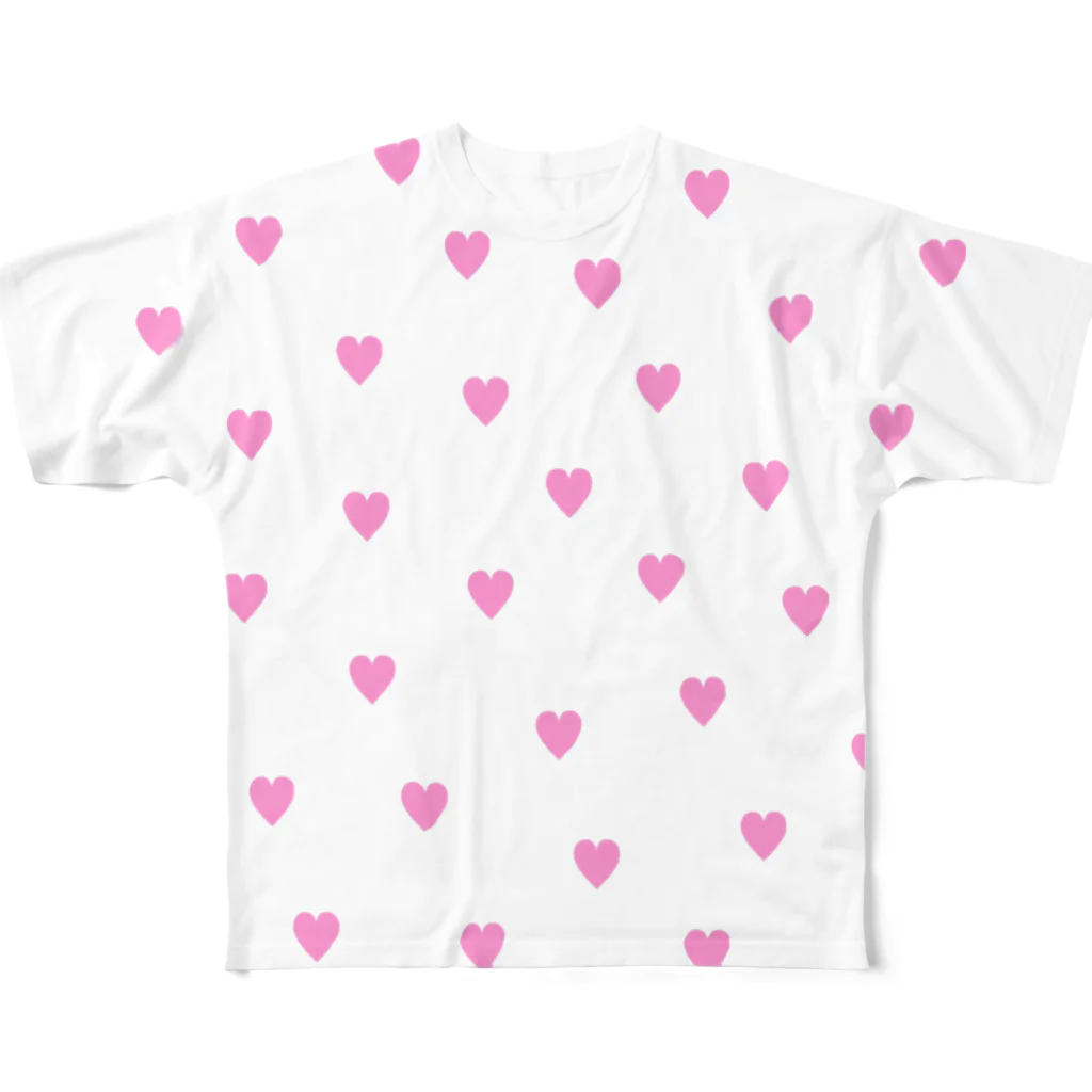 Girly*hガーリーエイチのハート総柄(pink) フルグラフィックTシャツ