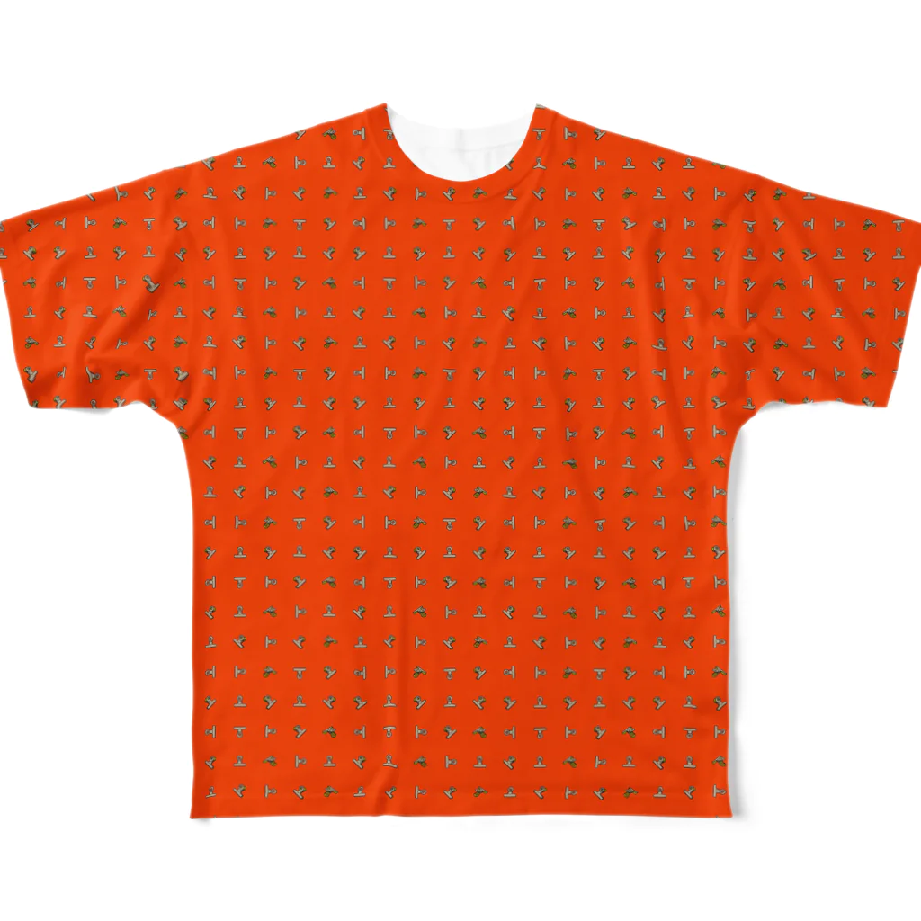 38　サンパチの目玉クリップ　オレンジB フルグラフィックTシャツ