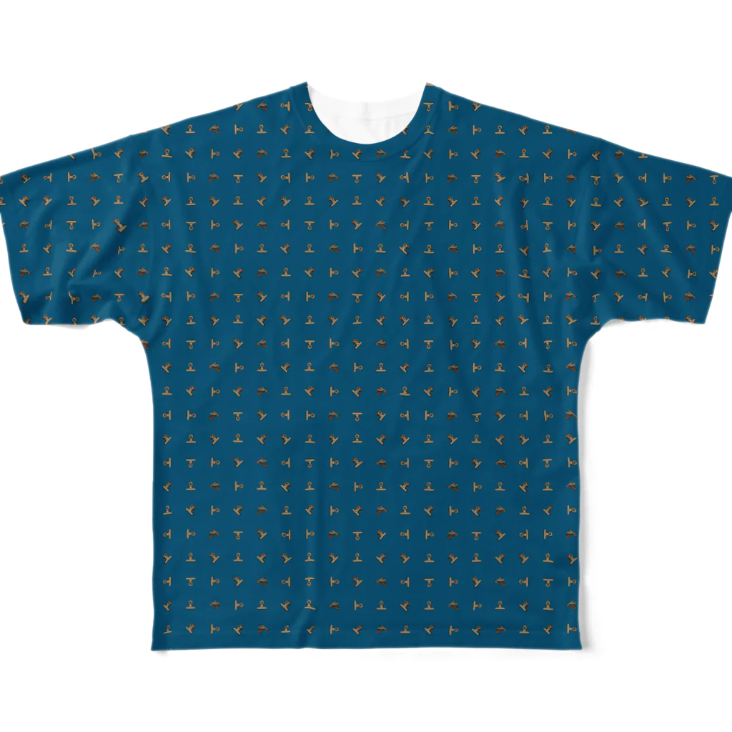 38　サンパチの目玉クリップ　ブルーB フルグラフィックTシャツ
