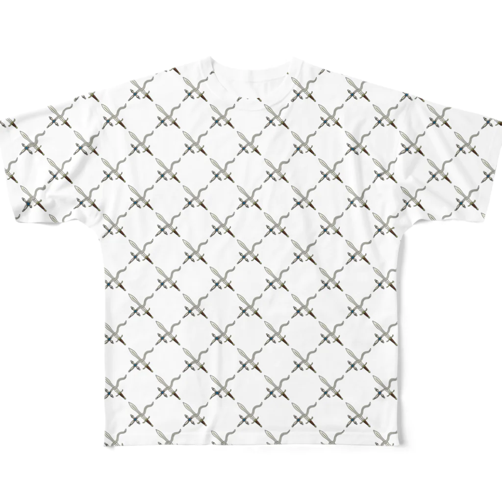 38　サンパチの剣カッチン【ひし形】　ホワイトB All-Over Print T-Shirt