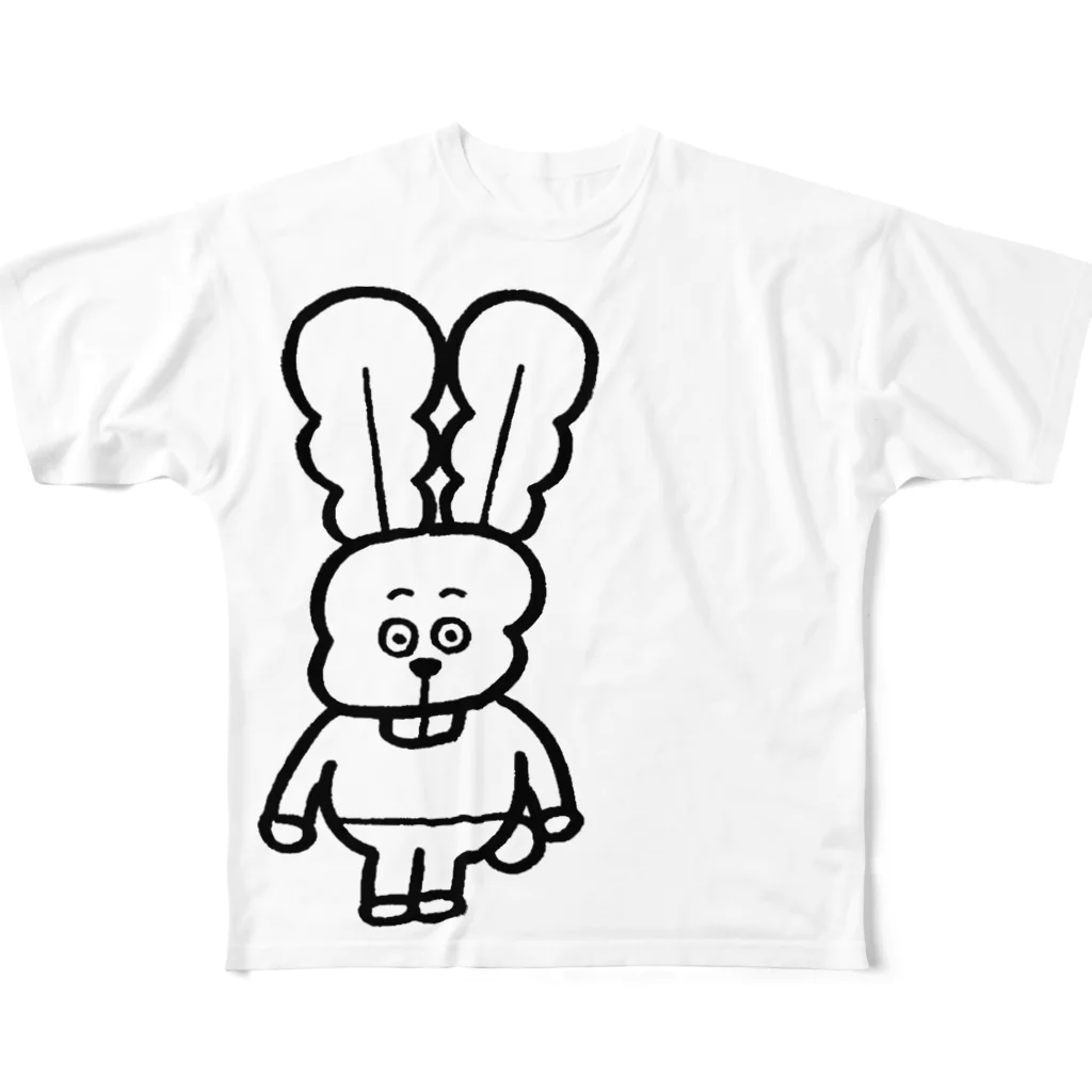 せんぎりチャンネル公式グッズのラビッシュモノクロTシャツ All-Over Print T-Shirt
