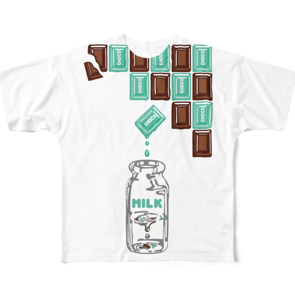 Cɐkeccooのミントミルクチョコレート フルグラフィックTシャツ
