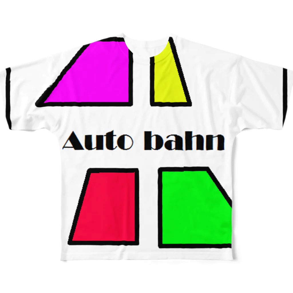 redcoinのカラフルな台形４つ　Auto bahn フルグラフィックTシャツ